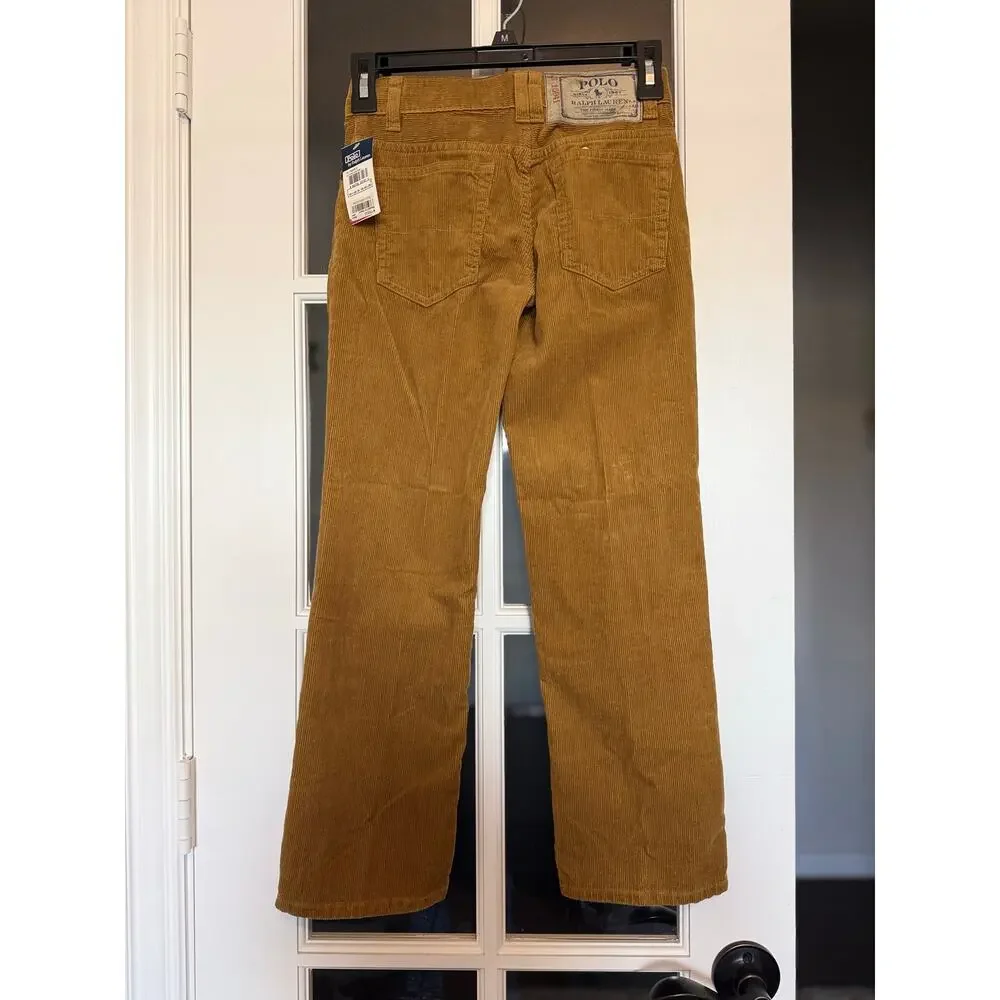 Polo Ralph Lauren Boys Size 8 Camel Cotton Corduroy Pants NWT Straight Leg